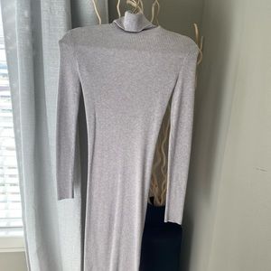 Ribbed turtleneck midi dress.